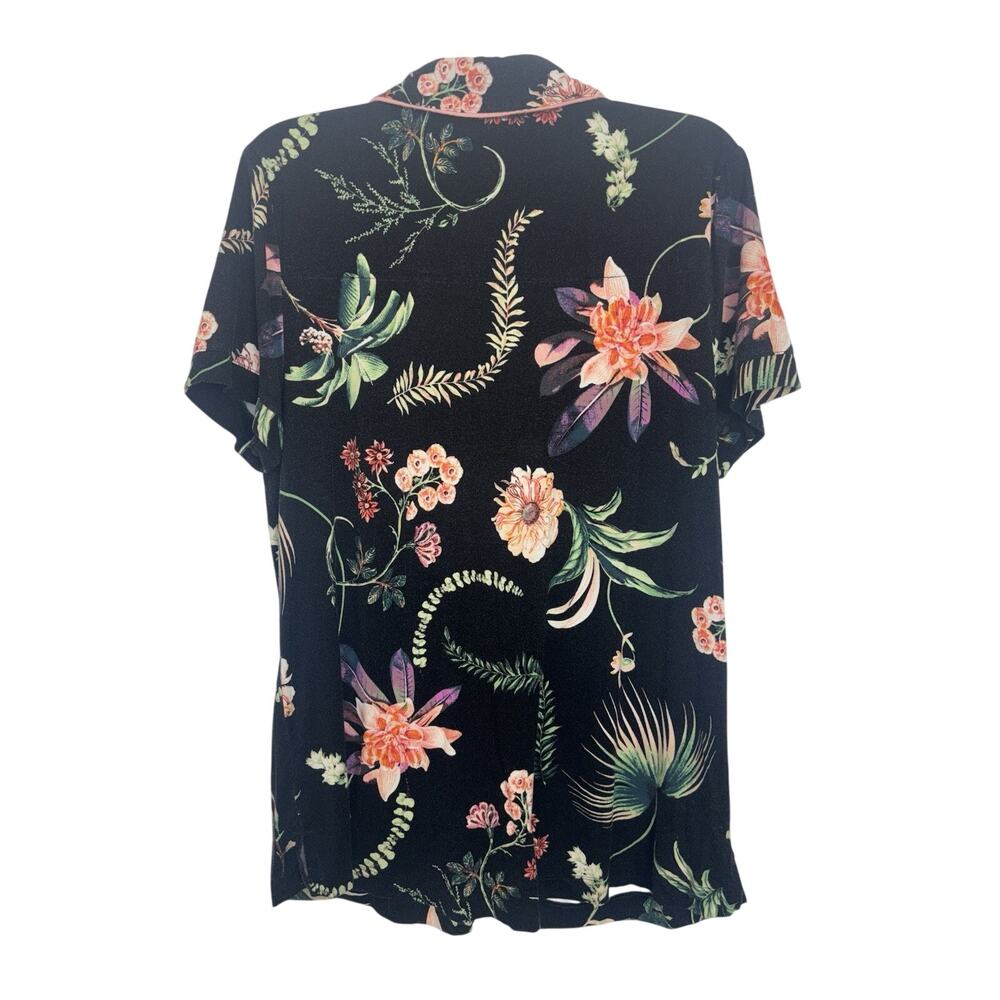 Soma Cool Nights Tropical Floral Piped Short Sleeve Top Pants PJ Set M/L - Picture 3 of 13